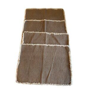 4 Better Homes & Gardens Camel Suede fringe Reversible Placemats Table Top Decor